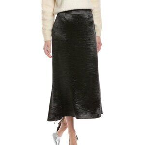 Gracia Women's Black Textured Satin Fishtail Midi Skirt S NWT